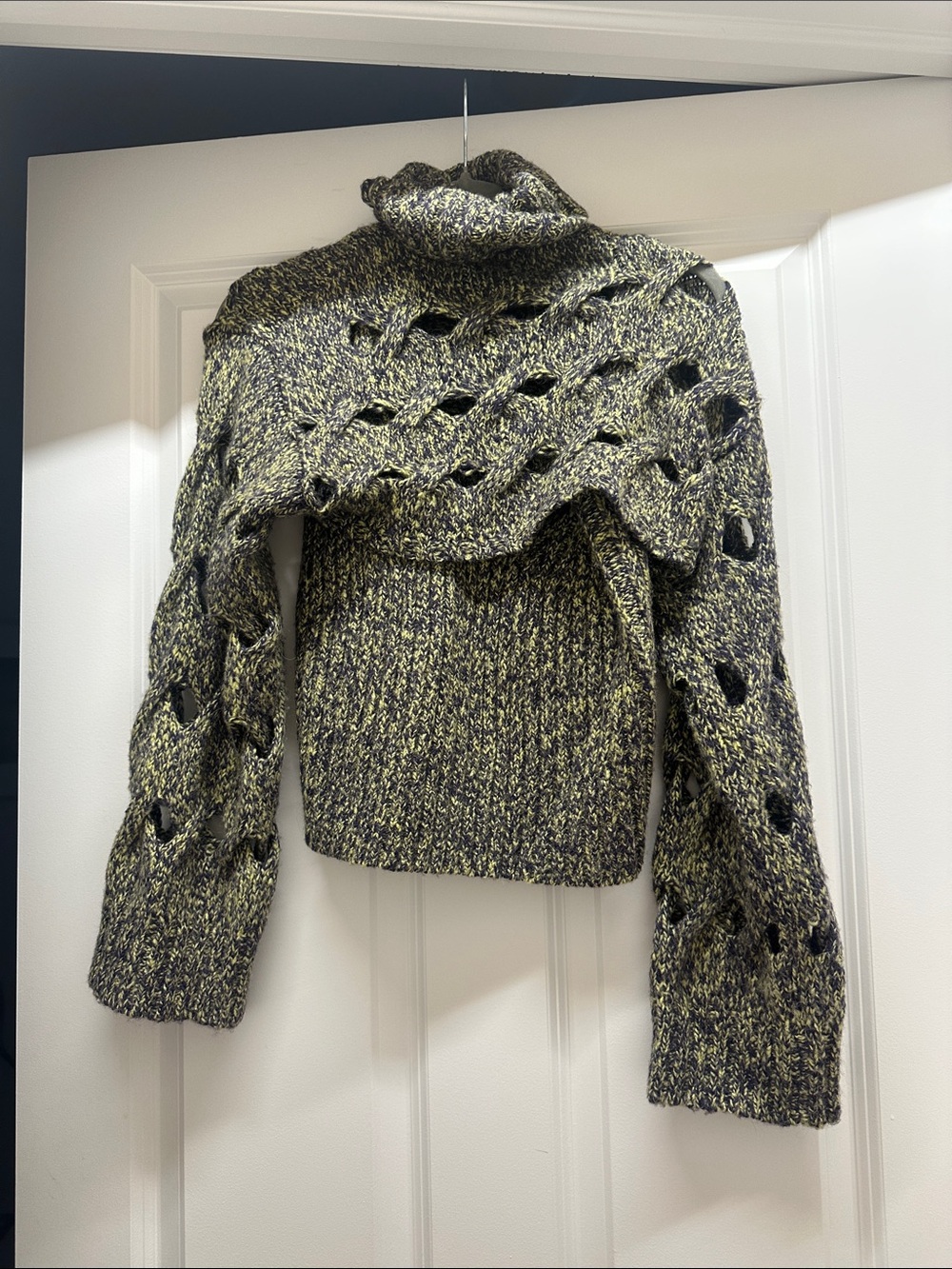 Jonathan Simkhai - sz small/xs Chunky Olive-Black Turtleneck Knit Sweater